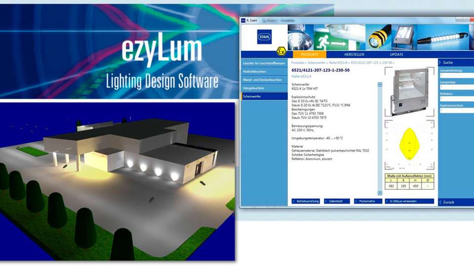 Mit der Software Ezylum unterstützt R. Stahl die normgerechte Planung wirtschaftlicher Beleuchtung in industriellen Anwendungen und in Ex-Bereichen