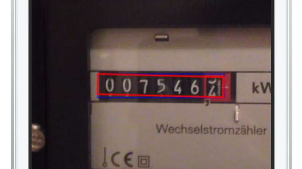 Zählerstände mit dem Smartphone ablesen: In Sekundenschnelle sucht die App im Bild nach dem Zählwerk, erkennt automatisch den Zählerstand und liest ihn sogar laut vor. 
