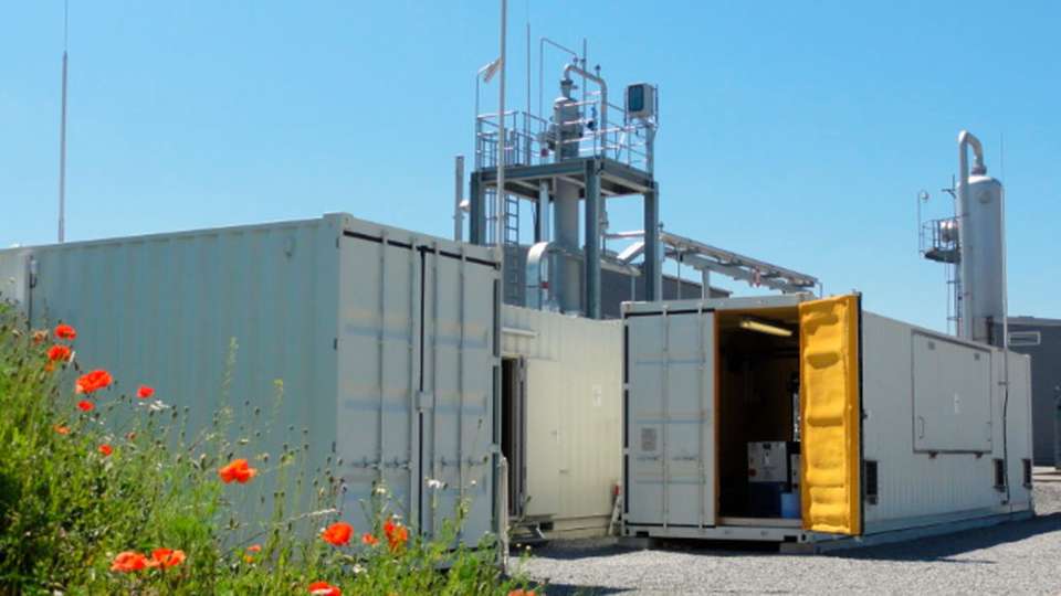 Pilotanlage für die Erforschung des Memteg-Verfahrens auf dem Gelände des Erdgasspeichers Staßfurt.