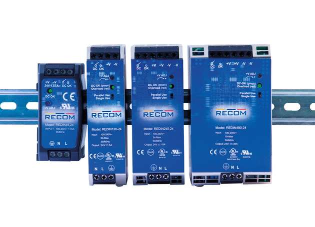 The REDIN modules power the system from a central point. They are designed for both DIN rail and side mounting.