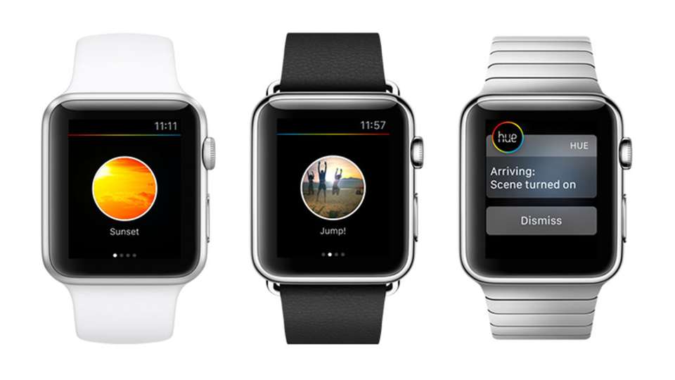 Flexibel: Zwischen einzelnen Lichtstimmungen lässt sich an der Apple-Watch mit Wischgesten umschalten.