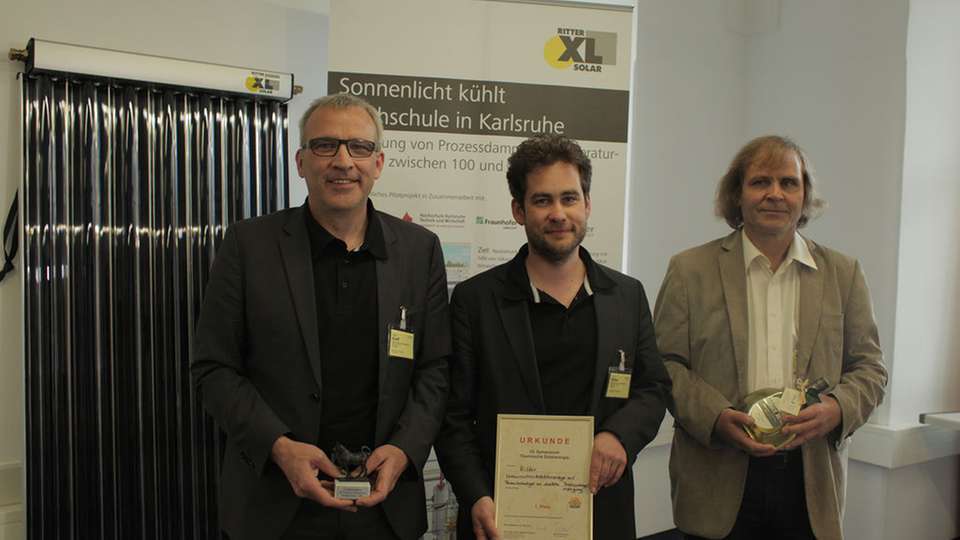 Gewinner: Jürgen Korff, Geschäftsführer Ritter Energie- und Umwelttechnik, Moritz Ritter, Gesellschafter und Beirat Ritter Energie- und Umwelttechnik, Dr. Rolf Meißner, Geschäftsführer Ritter XL Solar.