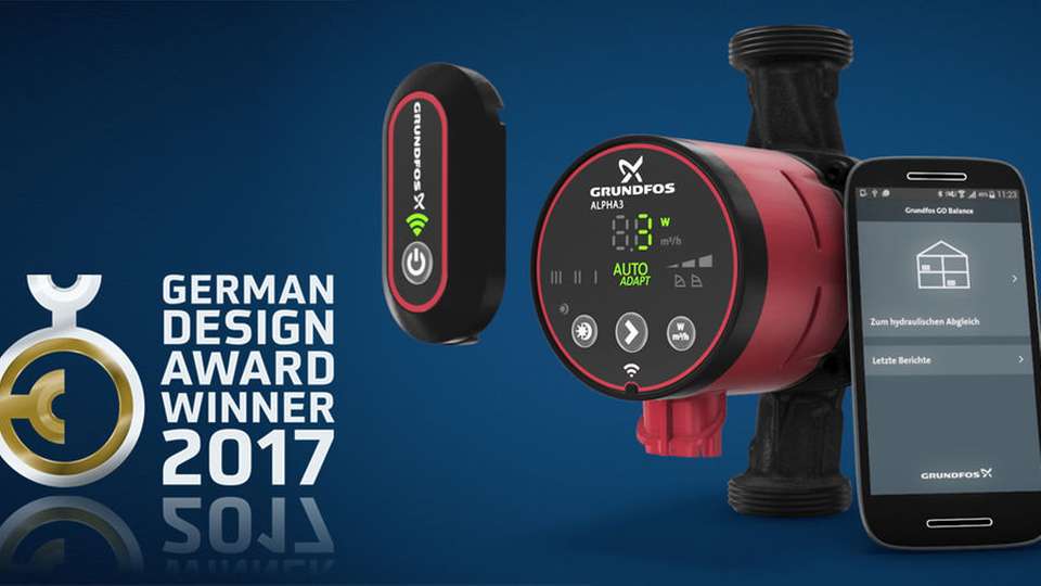 Die Heizungsumwälzpumpe Alpha3 von Grundfos gewinnt den German Design Award 2017.