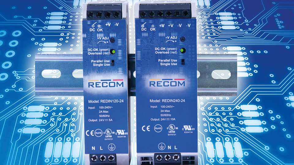 Recom bringt zwei neue Versionen von Netzgeräten für die Hutschiene.