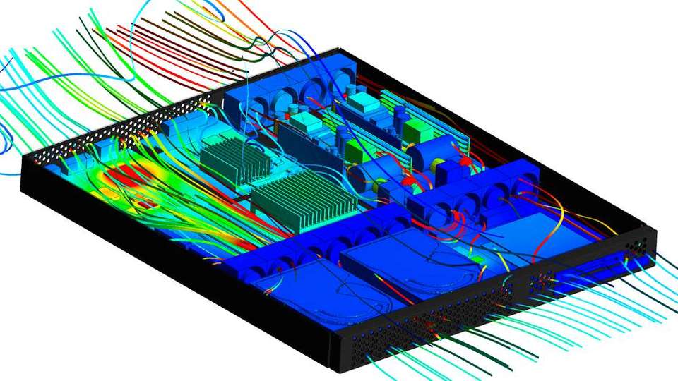 Simulation einer elektronischen Baugruppe mit Lüfter-Kühlung (Berechung mit ANSYS-Icepak)