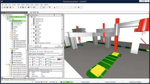 Innerhalb eines IEC-61131-3-Projekts lässt sich eine Fertigungsstraße nun in 3D visualisieren.