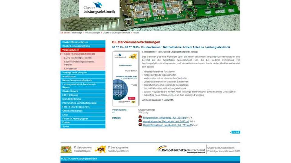 Netzbetrieb bei hohem Anteil an Leistungselektronik: Zu diesem Thema findet am 8. und 9. Juli ein Cluster-Seminar in Würzburg statt.