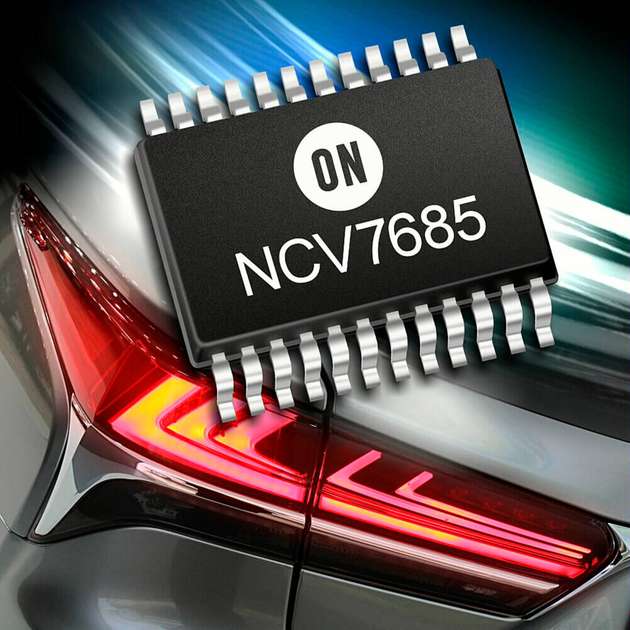Mit dem NCV7685-Baustein lassen sich mehrere LED-Strings mit bis zu 100 mA pro Kanal ansteuern.