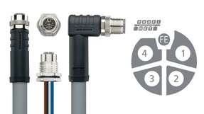 Escha hat sein M12x1-Power-Produktportfolio um PNO-konforme Varianten mit grauem Kontaktträger und grauer Leitung ergänzt.