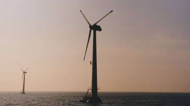 Windräder vor Vindeby in den 1990er-Jahren