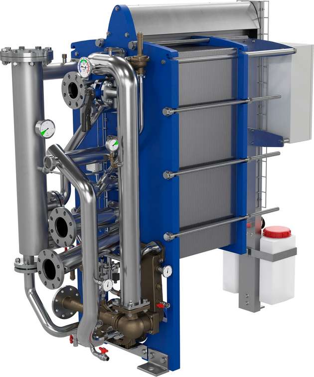 Die Frischwassergeneratoren von Alfa Laval (hier der neue zweistufige Aqua Blue E2) fungieren bei der Meerwasserentsalzung und -aufbereitung als Verdampfer sowie Kondensatoren.