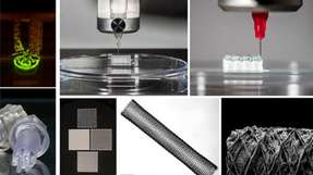 Beispiele für Drucktechniken: Stereolithographie, extrusionsbasierte 3D-Druckverfahren, Melt Electrowriting