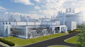 Darstellung der zukünftig am Standort der BASF in Ludwigshafen integrierten Wasserelektrolyse.