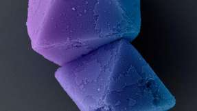 Diamantkristalle aus DNA. Elektronenmikroskopische Aufnahme, eingefärbt.
