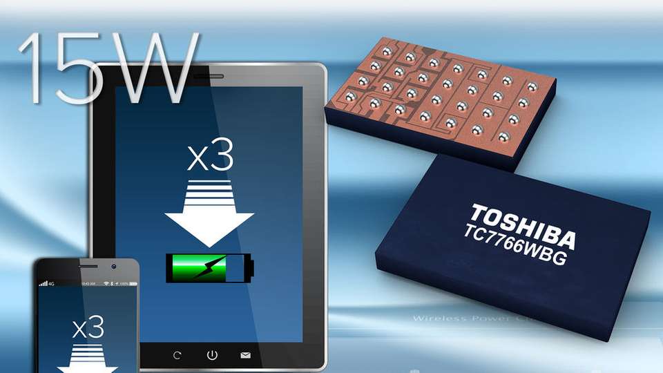 Ein-Chip-Lösung für Wireless-Charging: Mit dem TC7766WBG sollen sich Smartphones, Tablets und tragbare Industriegeräte auch ohne Kabel deutlich schneller Aufladen lassen.