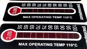 Neue Messstreifen im Programm von Kager: Multilayer-Messfolien Thermindex für die Messung von Temperaturen von 0° C bis 50° C (Typ 1) bzw. 50° C bis 100° C (Typ 2). 