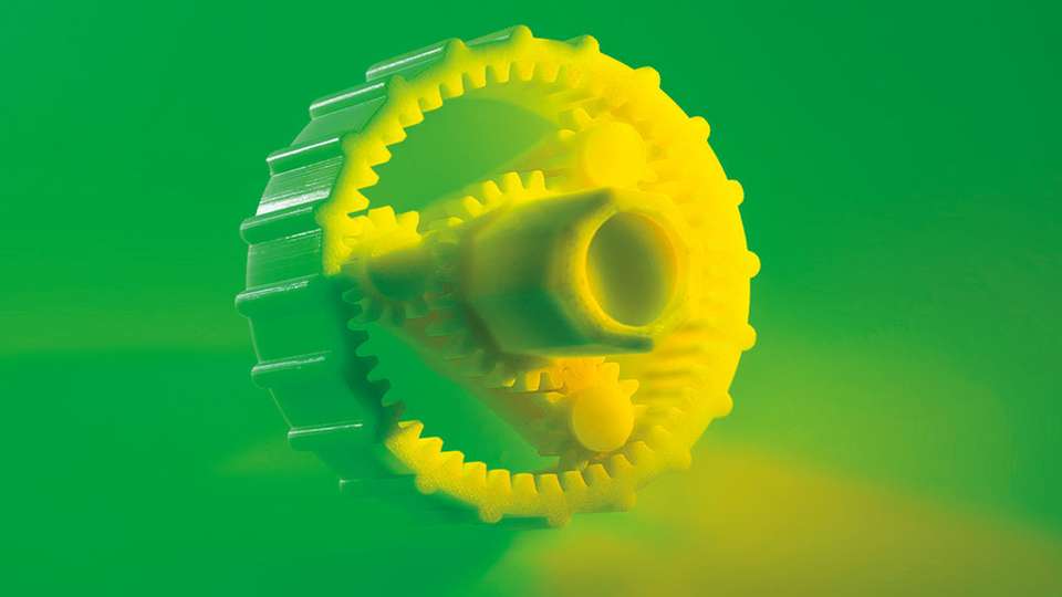 Ein Getriebe aus dem 3D-Drucker ist schneller und günstiger erstellt, als ein Prototyp aus Metall.