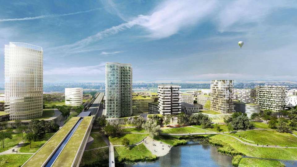 Blick in die Zukunft: Die Seestadt Aspern im Jahr 2028.