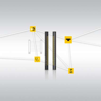 Turcks Safety-Lichtvorhang Banner S4B überwacht permanent Ausrichtung und Signalstärke.