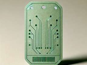 Um ihre Aufgabe zu erledigen, braucht die smarte Etikette weder eine Batterie noch einen Sender:  Sie enthält gedruckte Bahnen aus leitenden Materialien, die Stromkreise mit ohmschen und kapazitiven Elementen bilden,  ähnlich wie ein RFID-Chip.