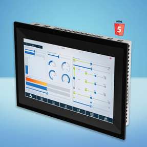 Web-HMI ET 0711-02 von Sigmatek mit schwarzem Rahmen und HTML5-Visualisierung – ausgelegt für den Schaltschrank-Einbau in industriellen Anwendungen.