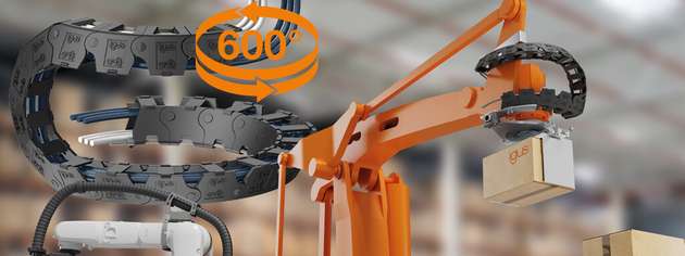 Ein Produkt, zwei Lösungen: Die freitragende twisterchain bietet Energieführung mit über 600-Grad-Rotation, schneller Montage, maximale Flexibilität und hoher Lebensdauer für Robotikanwendungen.