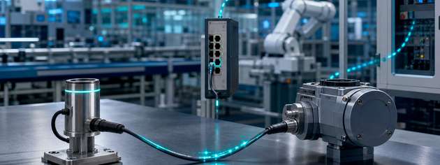 Single Pair Ethernet verbindet Sensoren und Feldgeräte durchgängig mit übergeordneten Netzwerken und der Cloud – bei reduziertem Verkabelungsaufwand.