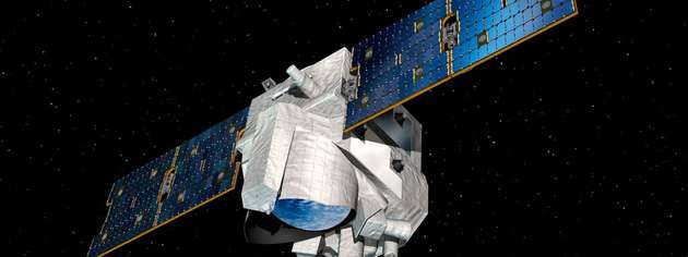 Künstlerische Darstellung des MERLIN-Instruments auf Basis der Myriade-Satellitenplattform: Das Projekt umfasste eine deutsch-französische Kooperation zur globalen Überwachung von Methanemissionen.