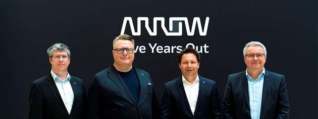 Arbeiten künftig zusammen (von links): Florian Brenner (Distribution Manager EMEA, TDK-Lambda Europe), Jörg Strughold (President Global Components EMEA, Arrow), Florian Seifriz (Distribution Director EMEA, TDK-Lambda Europe) und Volker Strauss (Global Supplier Business Manager IP&E, Arrow).