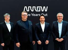 Arbeiten künftig zusammen (von links): Florian Brenner (Distribution Manager EMEA, TDK-Lambda Europe), Jörg Strughold (President Global Components EMEA, Arrow), Florian Seifriz (Distribution Director EMEA, TDK-Lambda Europe) und Volker Strauss (Global Supplier Business Manager IP&E, Arrow).