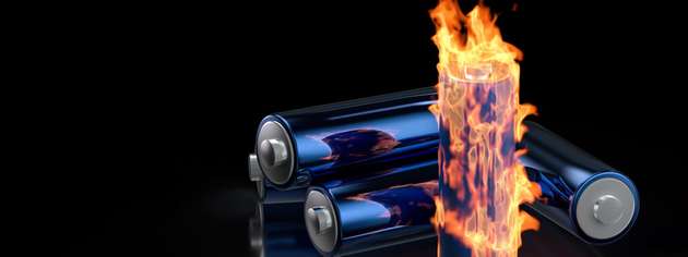 Brände durch Kurzschlüsse in Batterien sind eine ernstzunehmnede Gefahr.
