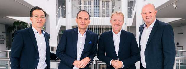 Die Geschäftsführung von Conrad (von links): Dr. Sebastian Dehnen, Ralf Bühler, Dr. Daniel Saga und Guy Dann