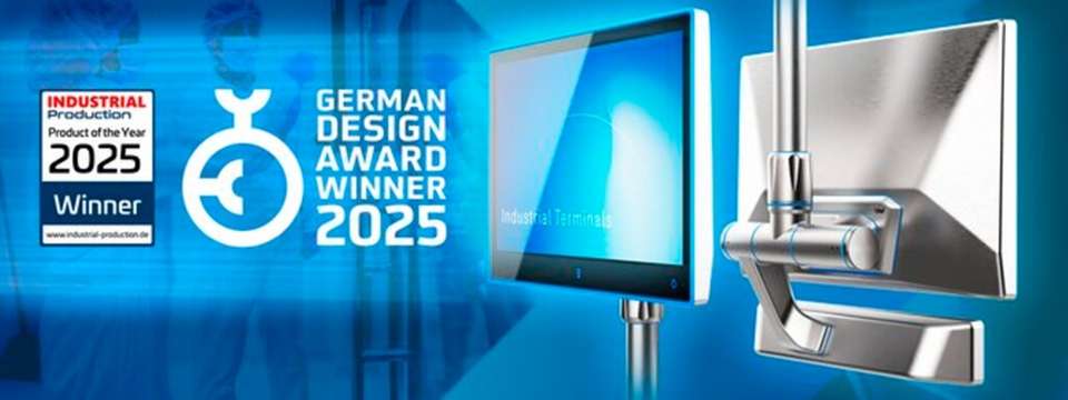 Der Panel PC SHP9000 wurde für sein hygienisches Design und seine leistungsstarke, flexible Technologie gleich doppelt ausgezeichnet – mit dem German Design Award 2025 und dem Industrial Production Award als eines der besten Produkte des Jahres.