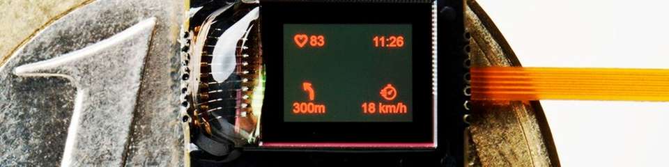 Rotes OLED-Mikrodisplay mit 320x240 Pixeln.