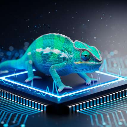 KI-Halbleiter wie ein Chamäleon: Der programmierbare dynamische Memtransistor passt seine Reaktionsgeschwindigkeit an wechselnde Datensignale an und kann dadurch Vorhersagefehler in KI-Anwendungen deutlich reduzieren.