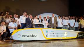 Der Sonnenwagen Covestro wurde in Aachen erstmals präsentiert.