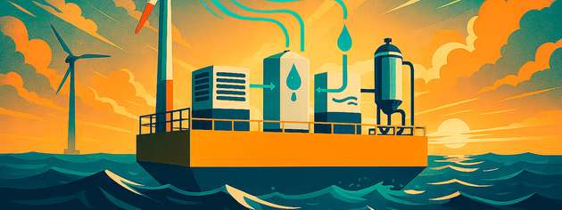 Die H2Mare-Plattform des Karlsruher Instituts für Technologie (KIT) nutzt Windenergie, Wasser und Luft, um synthetische Kraftstoffe auf See herzustellen.