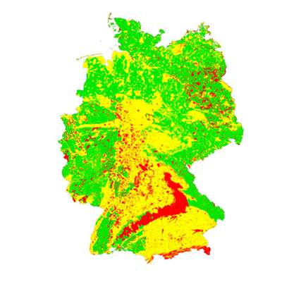 Erste bundesweit einheitliche Geothermiekarte zu den Nutzungsmöglichkeiten von Erdwärmesonden, erstellt im durch den Bund geförderten Forschungsprojekt WärmeGut.