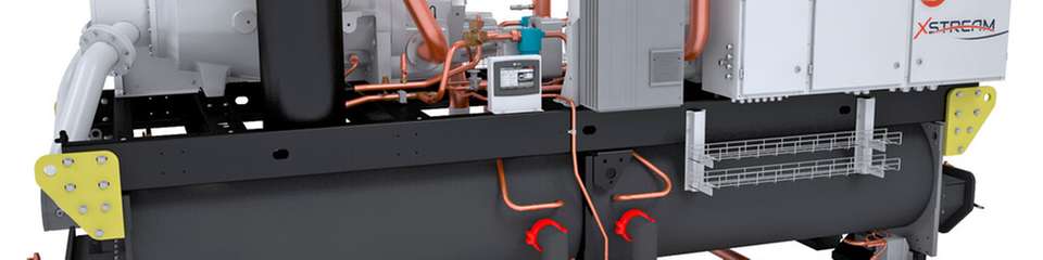 Hochtemperatur-Wasser/Wasser-Wärmepumpe für industrielle Prozesswärme mit sehr hohen Vorlauftemperaturen und hoher Heizleistung.