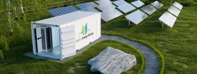 Hybridpark aus Windenergie und Photovoltaik: Durch netzbildender Wechselrichtertechnik kann die Anlage künftig Momentanreserve bereitstellen und ist damit ein zentraler Baustein zur Stabilisierung des Stromnetzes.