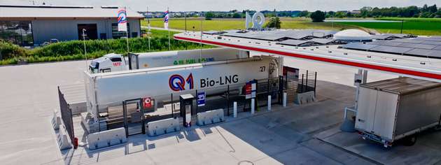 Partnerschaft zwischen Uniper und Q1 Energie: Künftig wird über das Q1-Bio-LNG-Netz in mehreren Bundesländern erneuerbarer Kraftstoff für den Schwerlastverkehr bereitgestellt. 