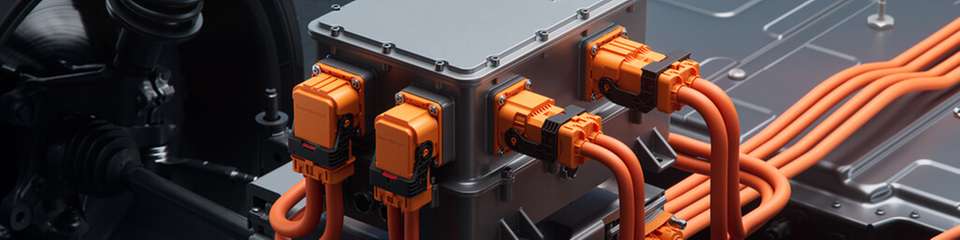 Die Power Distribution Module mit Hochvoltsteckverbindern von Rosenberger sind Verbindungslösungen für die Energieverteilung in Elektrofahrzeugen.