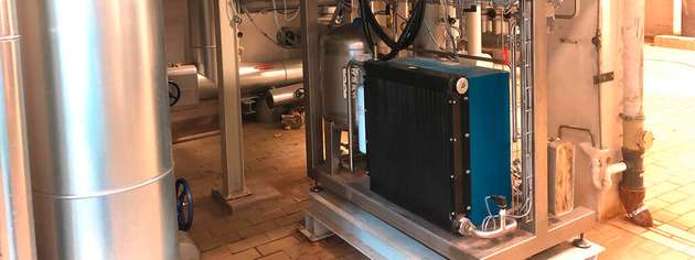 Die emissionssparende Mikro-Dampfturbine im Einsatz bei der Molkerei Schwarzwaldmilch in Offenburg.