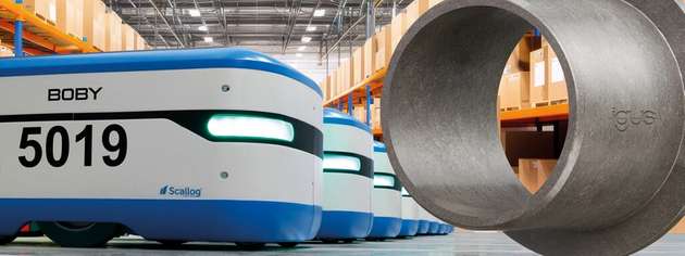 Da sie weder geschmiert noch gewartet werden müssen, erfüllen die iglidur Gleitlager ihre Aufgabe in den Logistikrobotern zuverlässig.