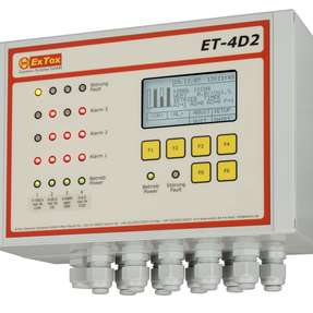 Stationäre Gaswarnzentrale überwacht Wasserstoff 24/7, bewertet Konzentrationen zur UEG-Absicherung und schaltet bei mehrstufigen Alarmschwellen Schutzfunktionen.