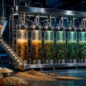 Ein Forschungsreaktor wandelt zucker- und stärkereiche Reststoffe aus der Lebensmittelindustrie durch dunkle Fermentation in biogenen Wasserstoff und Methan um.