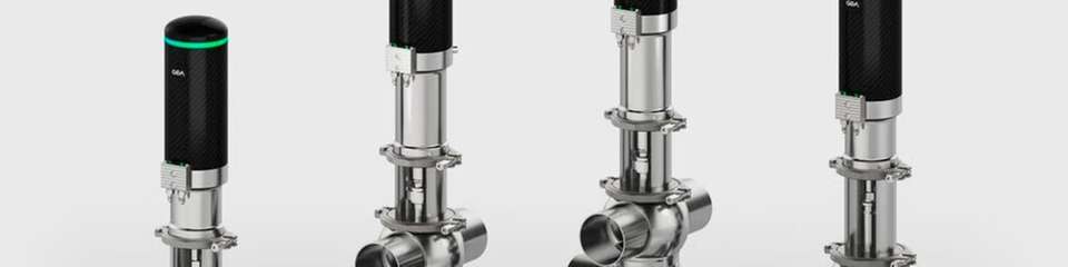 GEA Hydract-Ventile mit wasserhydraulischen Antrieben für hygienische Prozessregelung in der Getränkeindustrie.