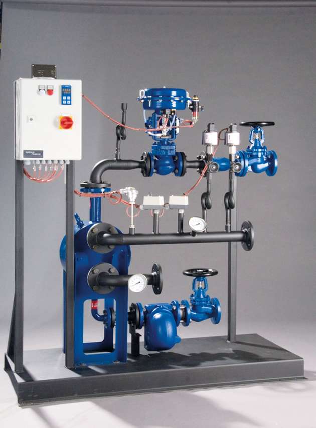 Dampf aus den Produktionsanlagen zur Reaktortemperierung: Das Temperiersystem wird zusammen mit einem externen Wärmetauscher an den Reaktormantel angeschlossen. 