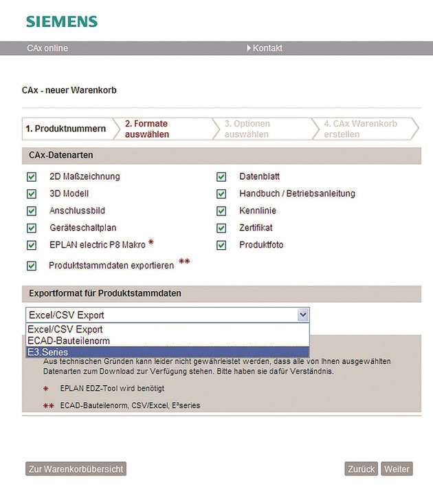 Zeitgewinn: Bis zu zwölf Datenarten liefert der CAx-Download-Manager. Damit erhält man für das Engineering und die Dokumentation alle notwendigen Informationen zu den einzelnen Produkten und spart dank Drag & Drop erheblich Zeit.