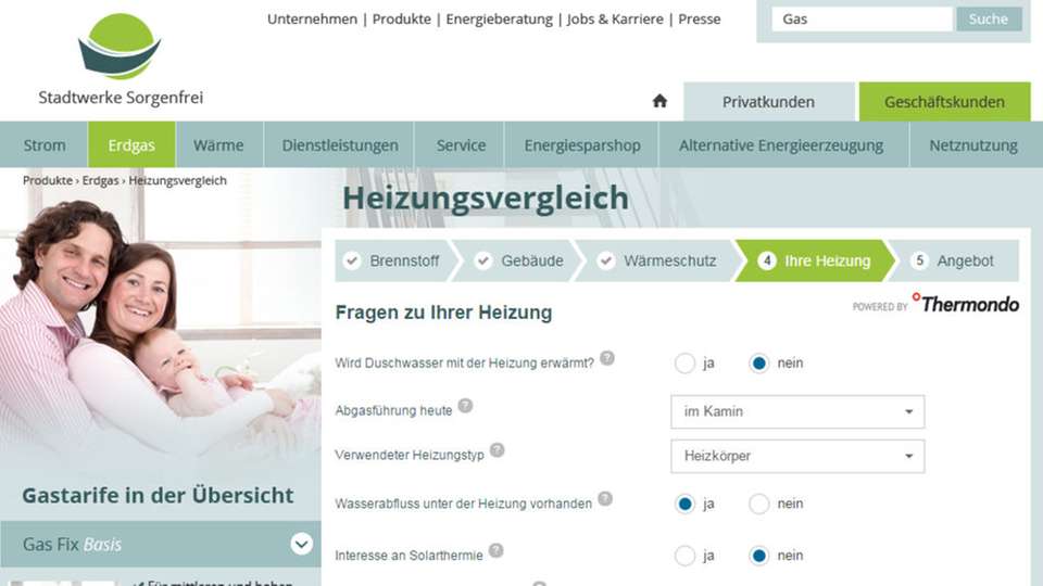 Heizungsvergleich im Web: Beispiel für die Integration der White-Label-Software